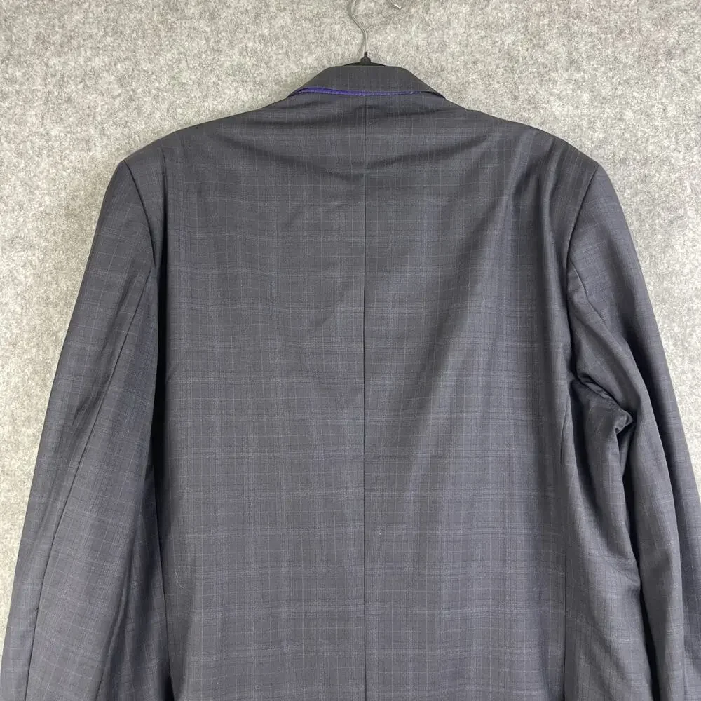 Ted Baker Endurance Blazer Sport Coat Mens‎ 46XL Blue Gray Plaid Wool 2 Button